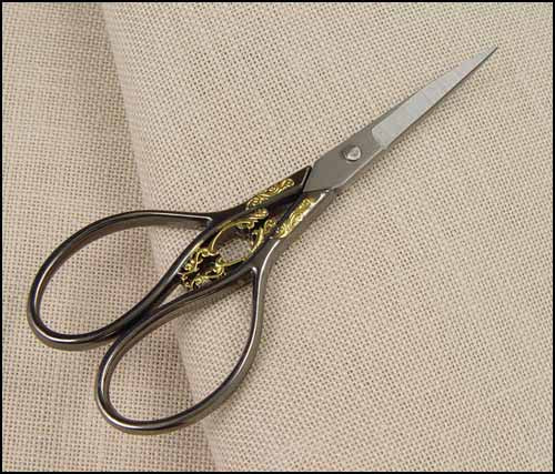 Marquis Pewter Embroidery Scissors with Gold Filigree