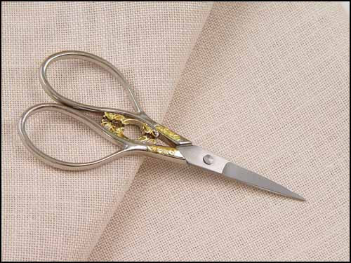 Marquis Bushed Silver Embroidery Scissors with Gold Filigree