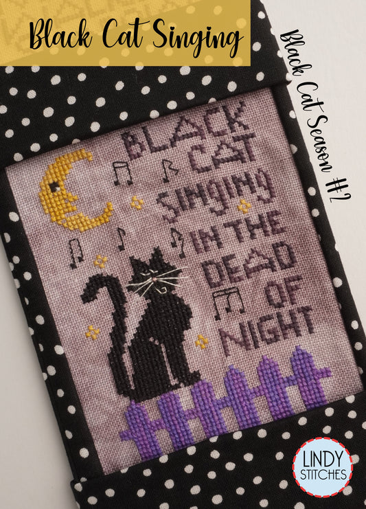 Black Cat Singing by Lindy Stitches