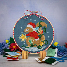 Load image into Gallery viewer, Squirrel's Bright Winter Night Ornament by Counting Puddles
