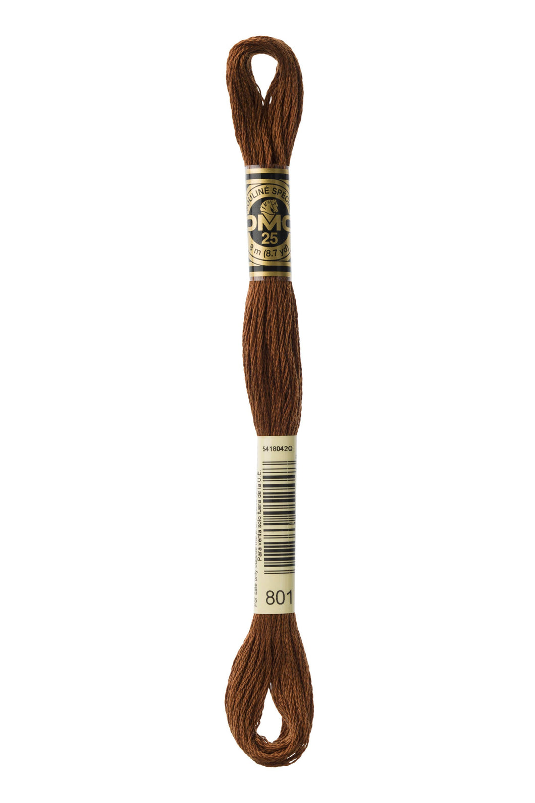 DMC 801 Dark Coffee Brown 6-Strand Embroidery Floss