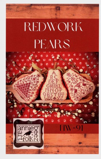 Redwork Pears by Annie Beez Folk Art