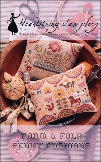 Farm & Folk Penny Cushions by Heartstring Samplery