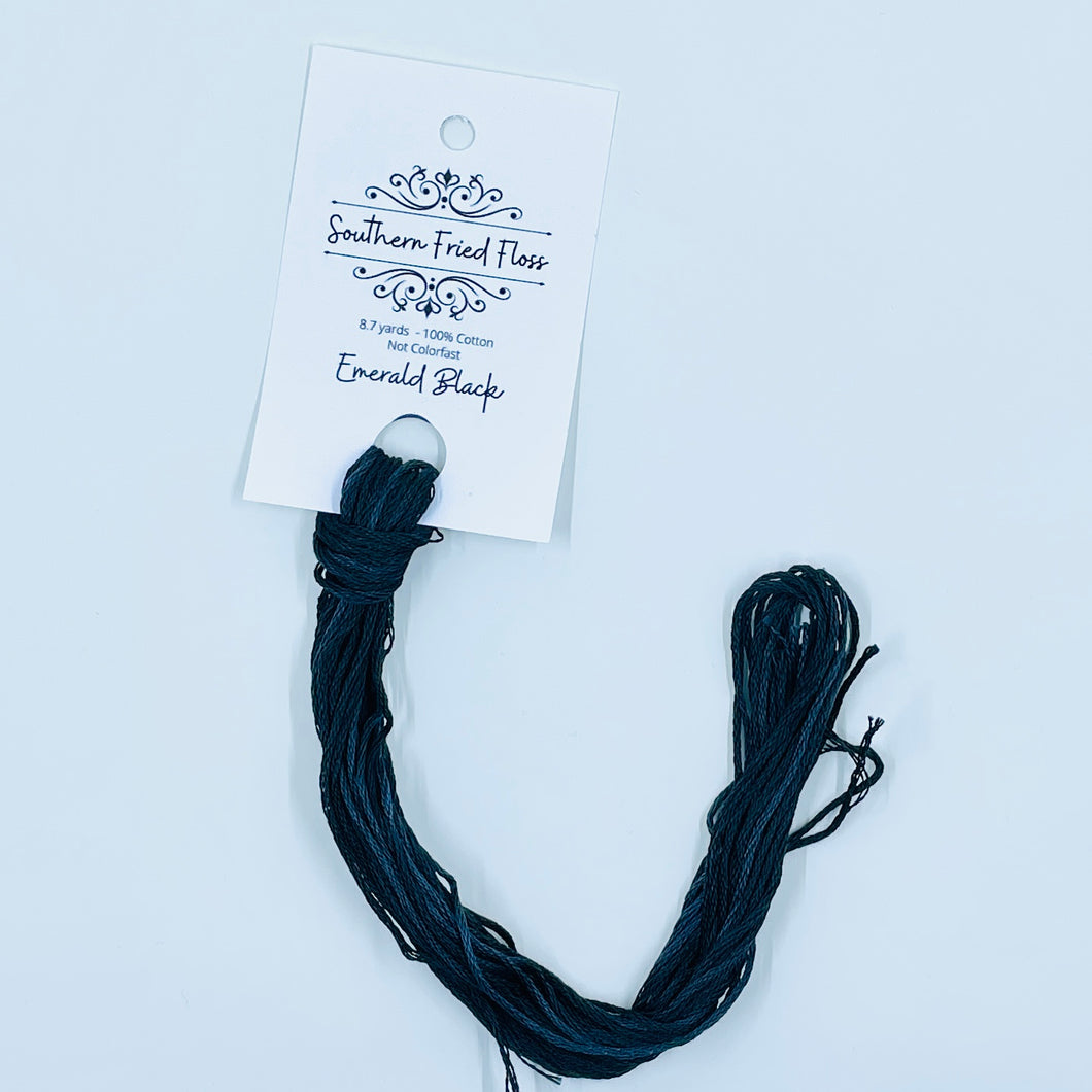 Emerald Black 6-Strand Embroidery Floss from Southern Fried Floss