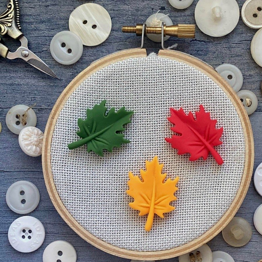 Autumn Leaf Needle Minder by TopKnot Stitcher