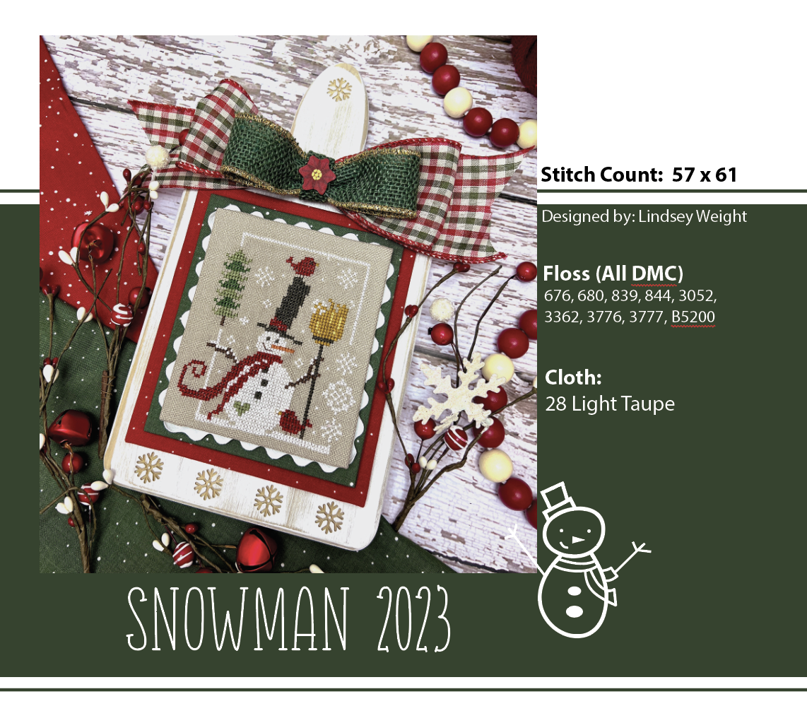 Snowman 2023 by Primrose Cottage Stiches