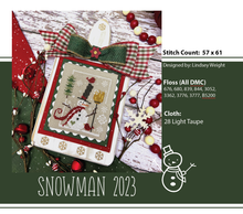 Load image into Gallery viewer, Snowman 2023 by Primrose Cottage Stiches
